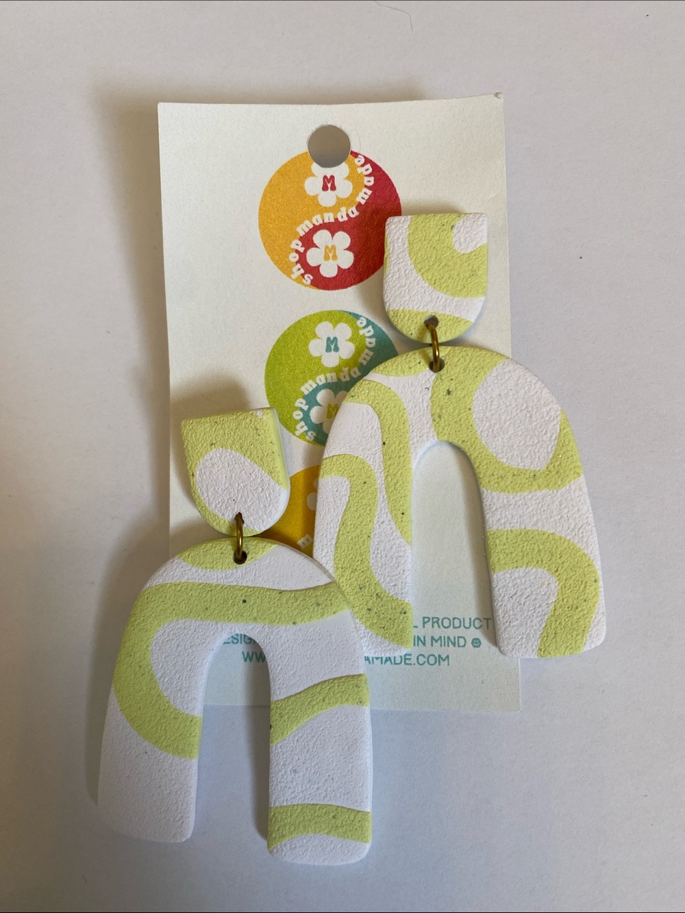 Lime Swirl Arch Kids Earrings